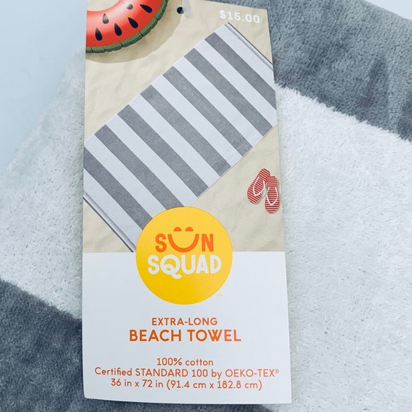 Sun Squad Bath 2 Stripe Beach Bath Towels Xlong 36x72 Nwt Cotton